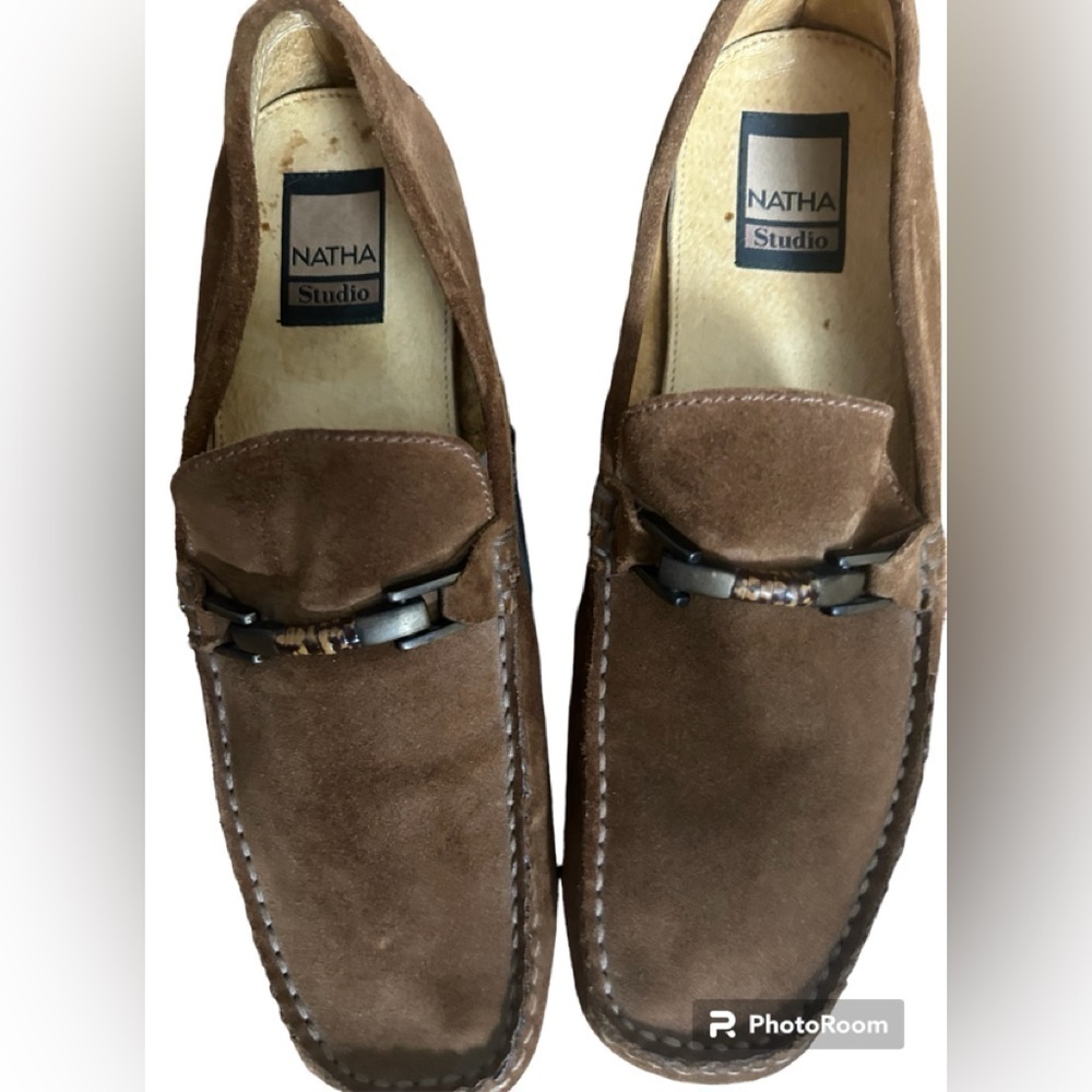 NATHA STUDIO LOAFERS Shoes Brown Suede Slip on Size 11R